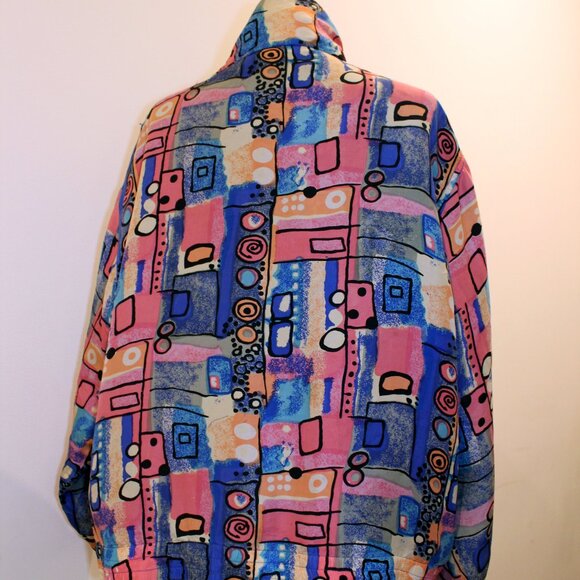 1990s Silk Abstract Print Track Jacket - Picture 4 of 13